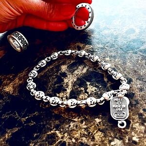 King Baby Studio Skull-ChainLink Bracelet men’s Sterling Silver 8” .925 Rare